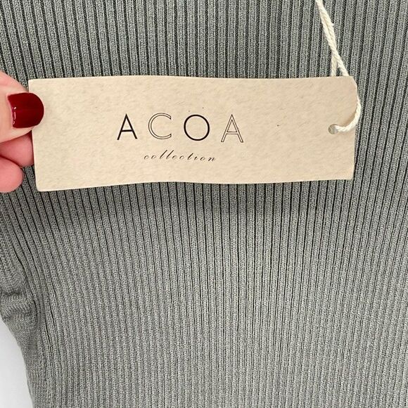 ACOA Collection Scrunch Side Ribbed Stretchy Bodycon Dress Sage Green Small - Picture 9 of 11